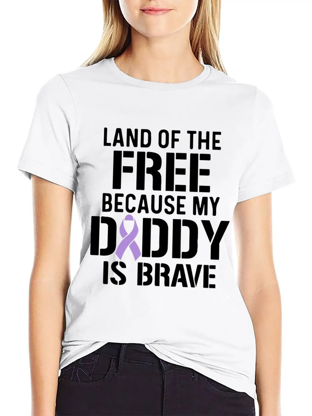 Military Child Month Purple Up Free Brave Dad Breathable Soft Cotton T-Shirt – Timeless Casual Look