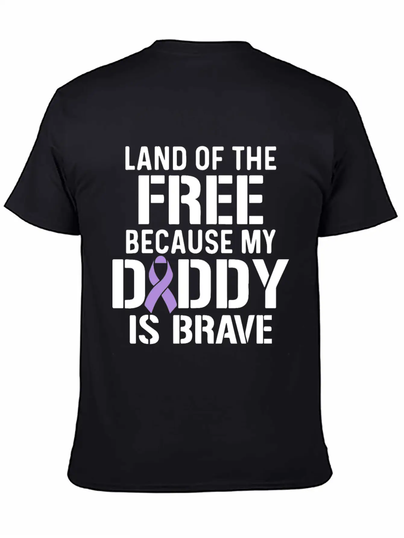 Military Child Month Purple Up Free Brave Dad Breathable Soft Cotton T-Shirt – Timeless Casual Look