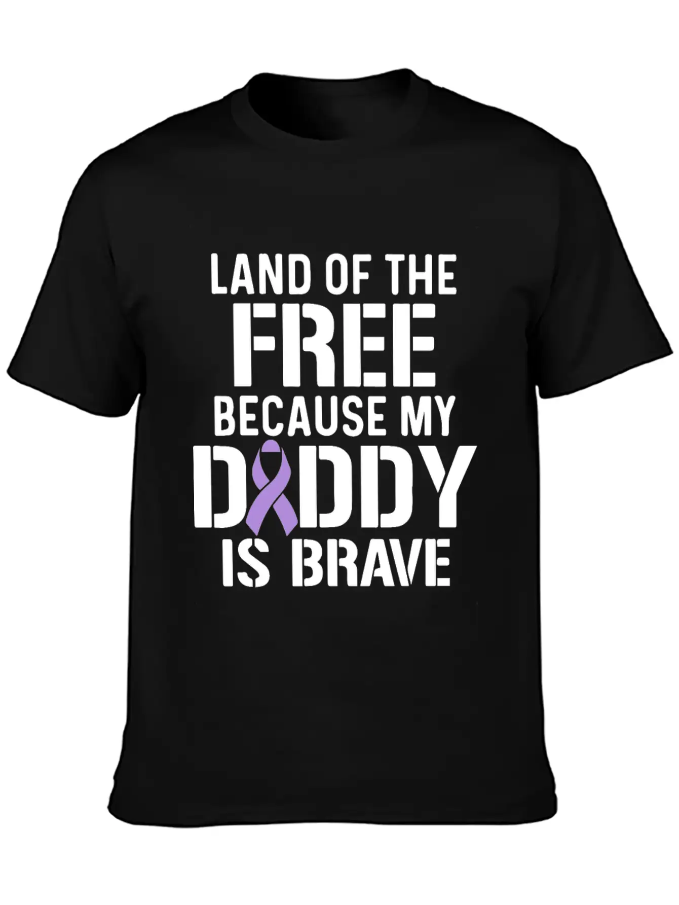 Military Child Month Purple Up Free Brave Dad Breathable Soft Cotton T-Shirt – Timeless Casual Look