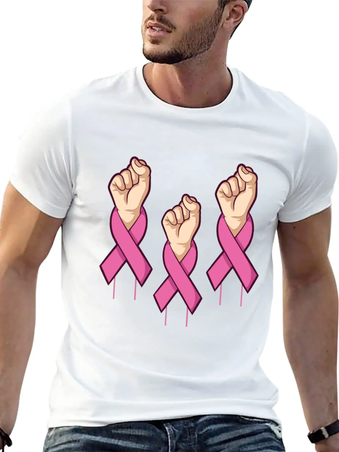 Miscellaneous Fight Cancer Breathable Soft Cotton T-Shirt – Timeless Casual Look