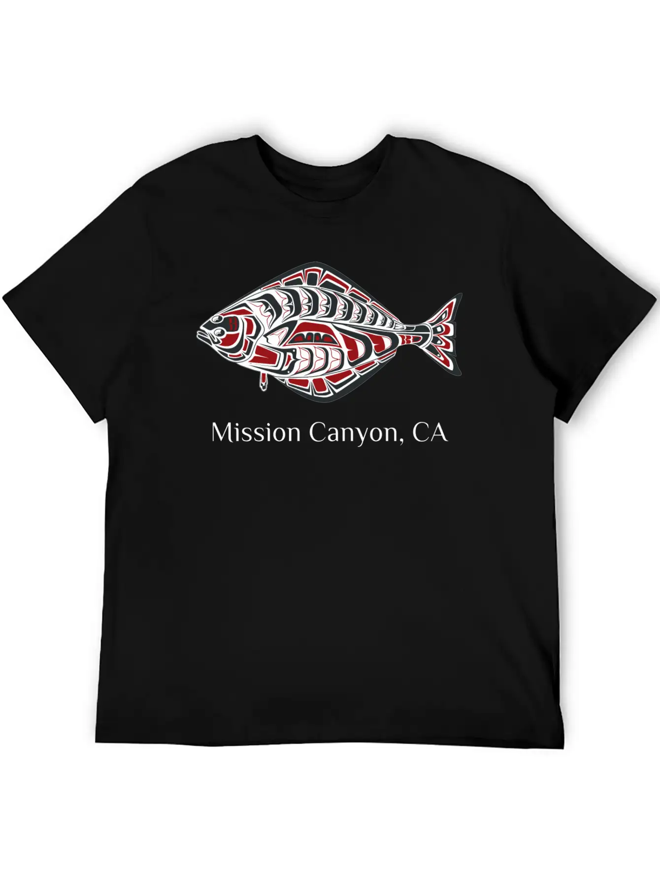 Mission Canyon California Halibut Pnw Native Ameri Unisex Short Sleeve Soft Cotton T-Shirt – Casual Everyday Wear