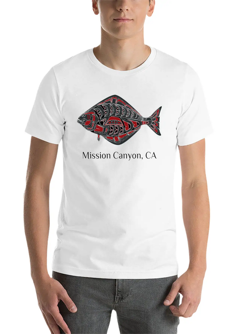 Mission Canyon California Halibut Pnw Native Ameri Unisex Short Sleeve Soft Cotton T-Shirt – Casual Everyday Wear