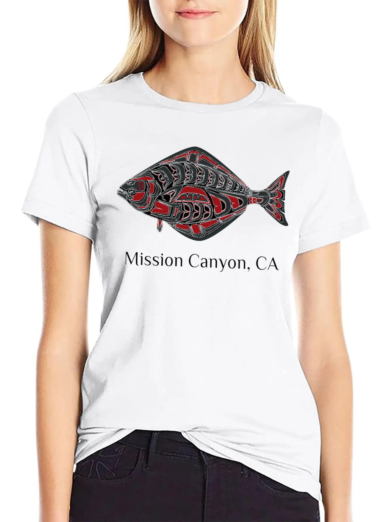 Mission Canyon California Halibut Pnw Native Ameri Unisex Short Sleeve Soft Cotton T-Shirt – Casual Everyday Wear