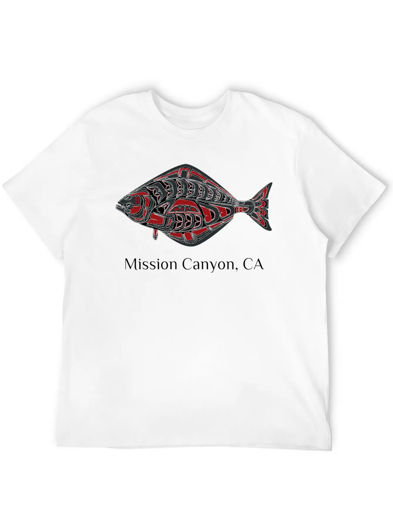Mission Canyon California Halibut Pnw Native Ameri Unisex Short Sleeve Soft Cotton T-Shirt – Casual Everyday Wear
