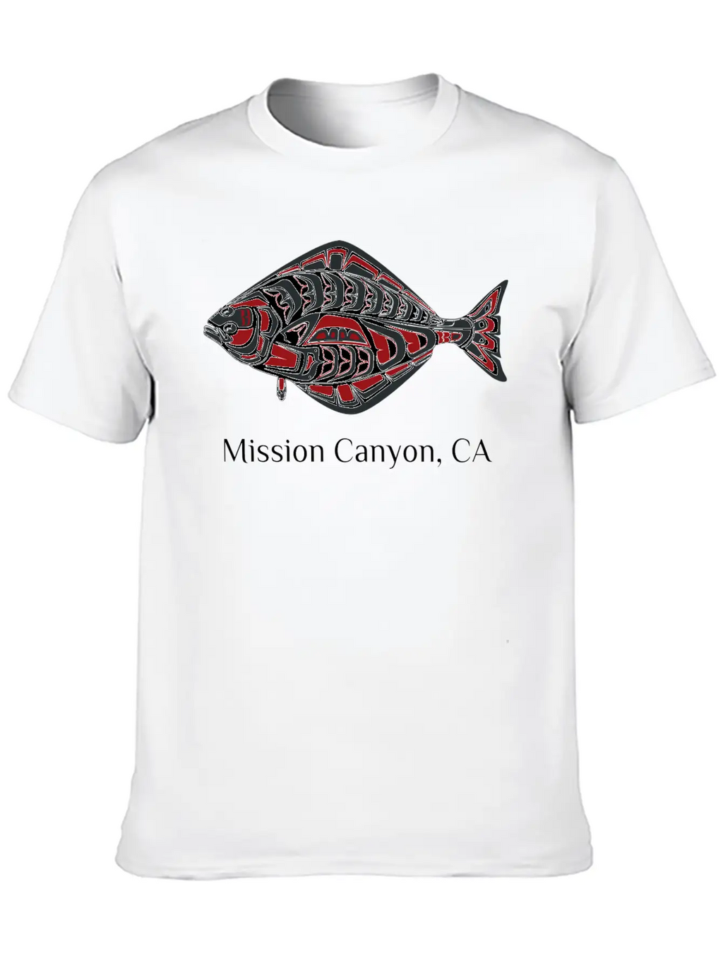Mission Canyon California Halibut Pnw Native Ameri Unisex Short Sleeve Soft Cotton T-Shirt – Casual Everyday Wear
