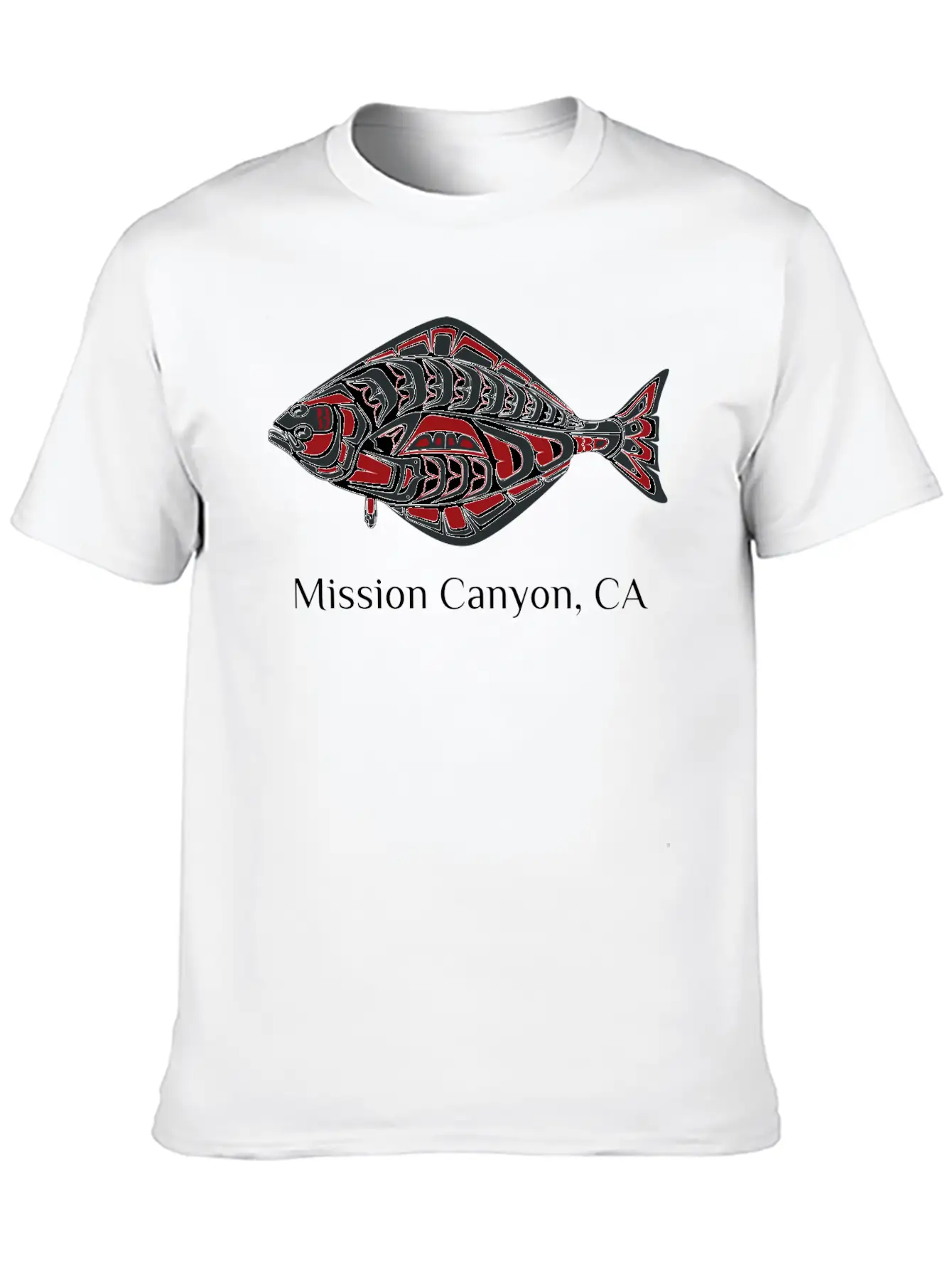 Mission Canyon California Halibut Pnw Native Ameri Unisex Short Sleeve Soft Cotton T-Shirt – Casual Everyday Wear