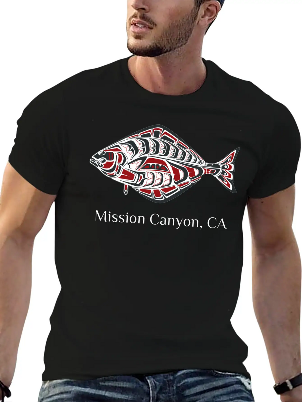 Mission Canyon California Halibut Pnw Native Ameri Unisex Short Sleeve Soft Cotton T-Shirt – Casual Everyday Wear