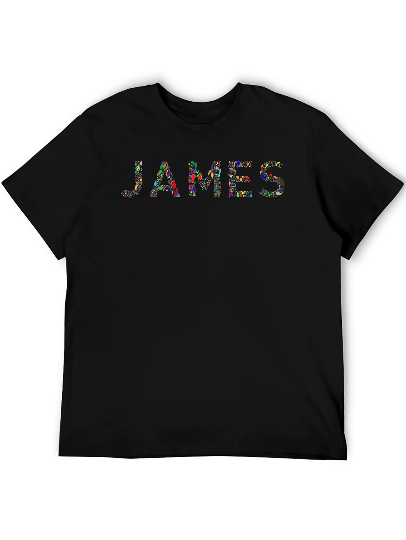 James Floral Design Black T-Shirt