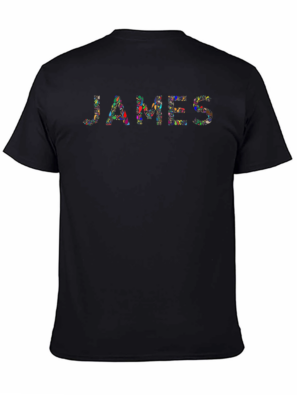 James Floral Design Black T-Shirt