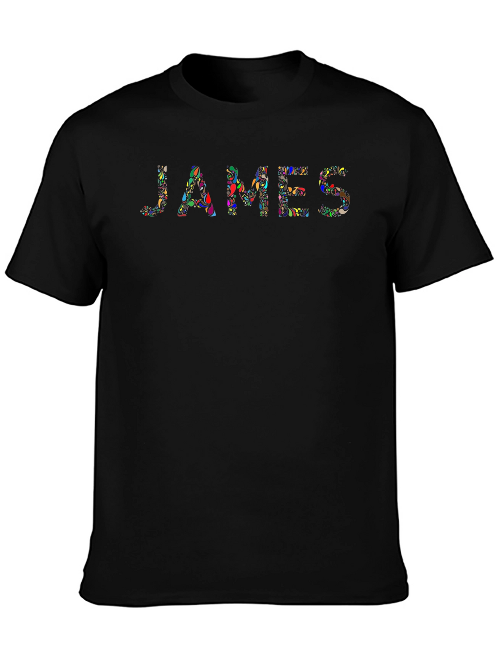 James Floral Design Black T-Shirt