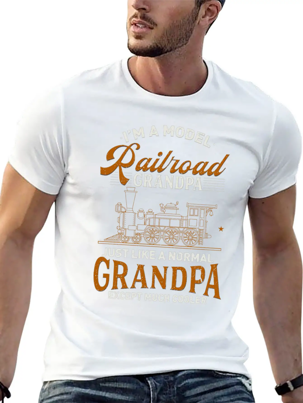 Model Railroad Grandpa - Railfan Locomotive Gift Unisex Casual T-Shirt – Clean Design For Daily Comfort
