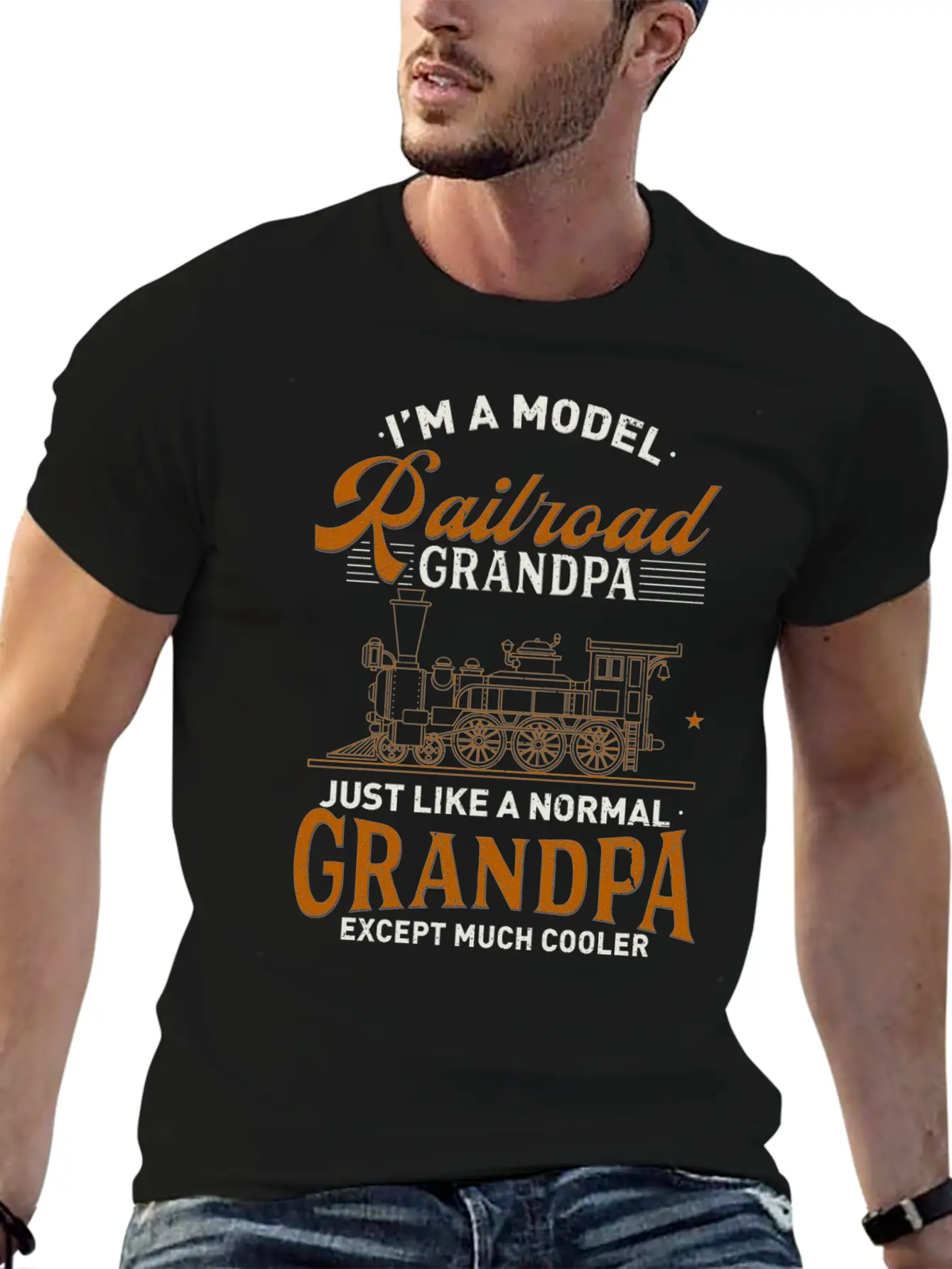 Model Railroad Grandpa - Railfan Locomotive Gift Unisex Casual T-Shirt – Clean Design For Daily Comfort