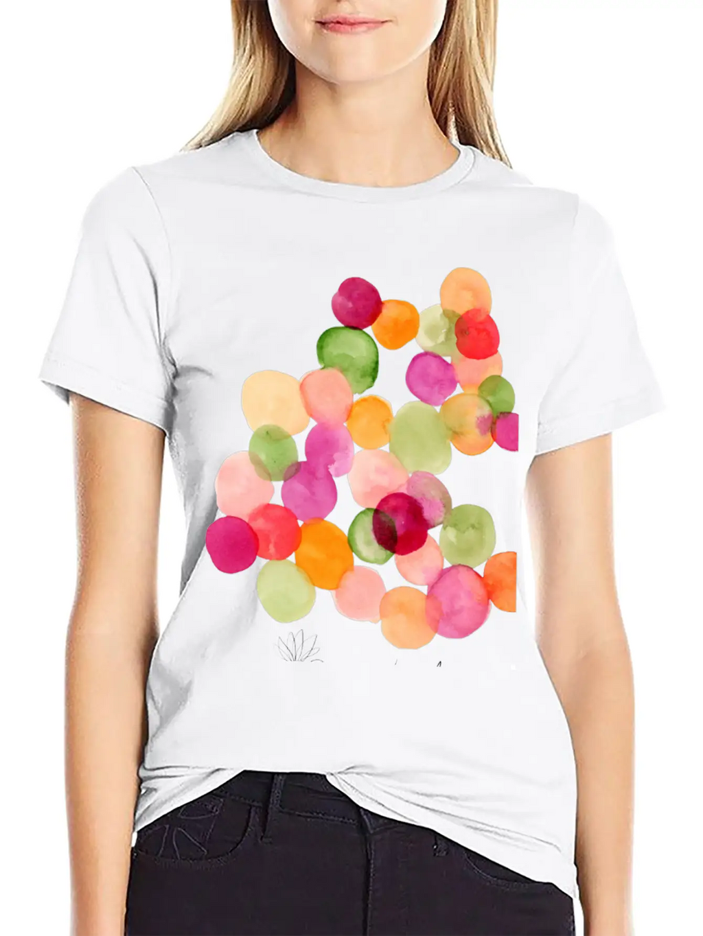 Modern Abstract Watercolor Dots Stylish Everyday T-Shirt – Unisex Basic Cotton Tee