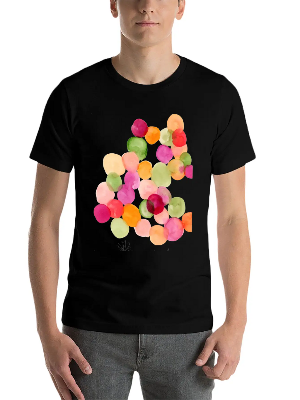 Modern Abstract Watercolor Dots Stylish Everyday T-Shirt – Unisex Basic Cotton Tee