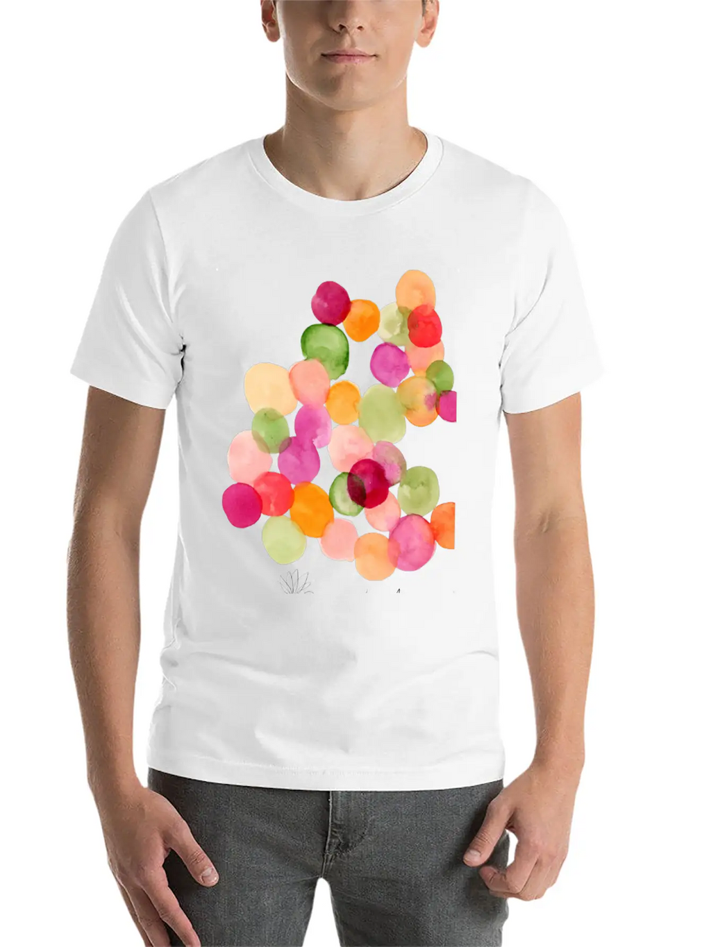 Modern Abstract Watercolor Dots Stylish Everyday T-Shirt – Unisex Basic Cotton Tee