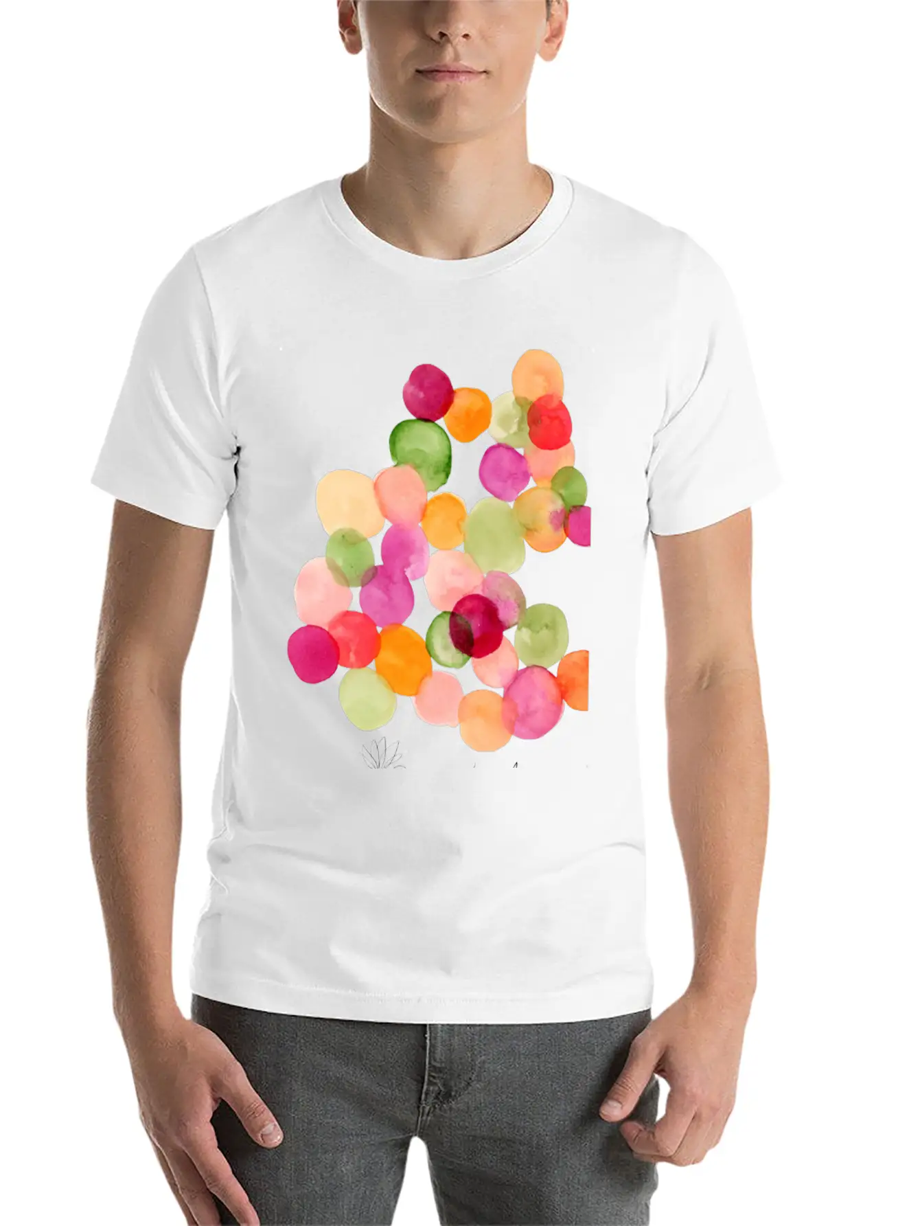Modern Abstract Watercolor Dots Stylish Everyday T-Shirt – Unisex Basic Cotton Tee