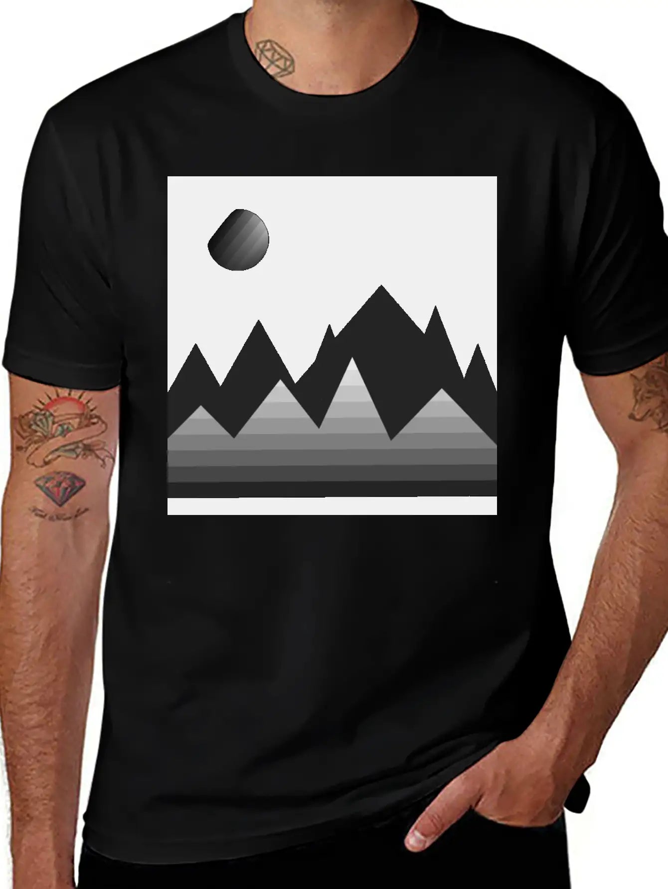 Modern Art, Mountains, Abstract Art, Geometrical Stylish Everyday T-Shirt – Unisex Basic Cotton Tee
