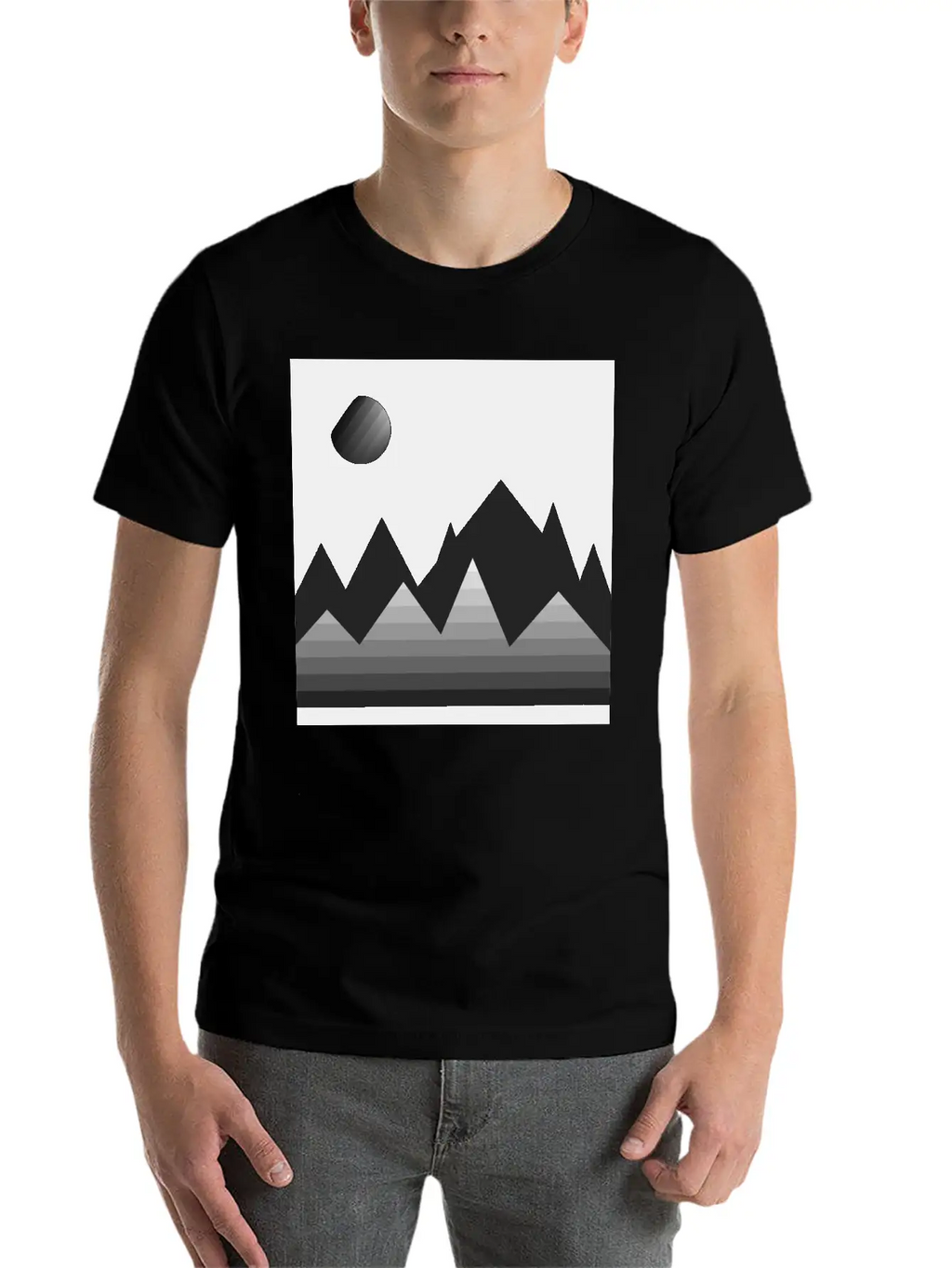 Modern Art, Mountains, Abstract Art, Geometrical Stylish Everyday T-Shirt – Unisex Basic Cotton Tee
