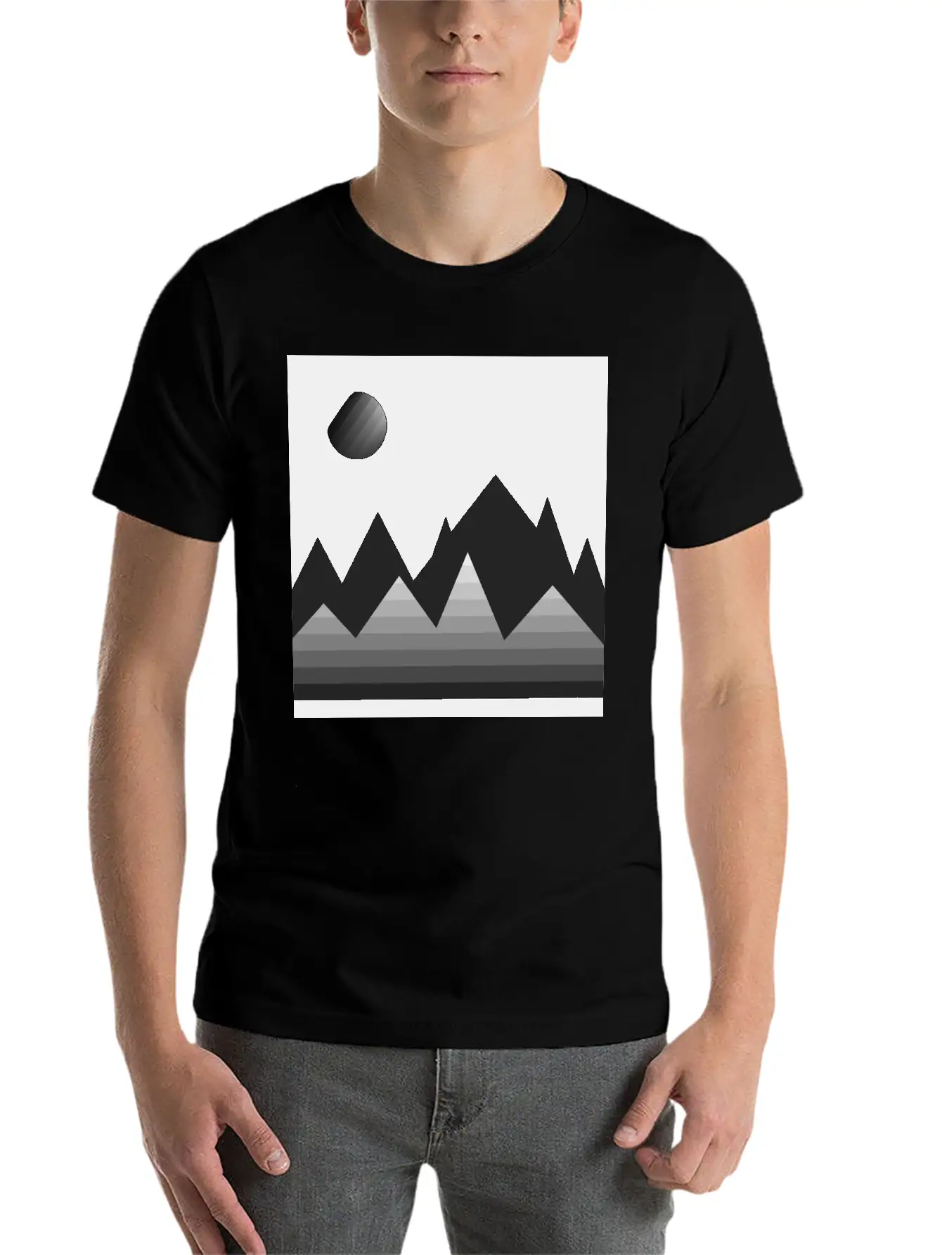 Modern Art, Mountains, Abstract Art, Geometrical Stylish Everyday T-Shirt – Unisex Basic Cotton Tee