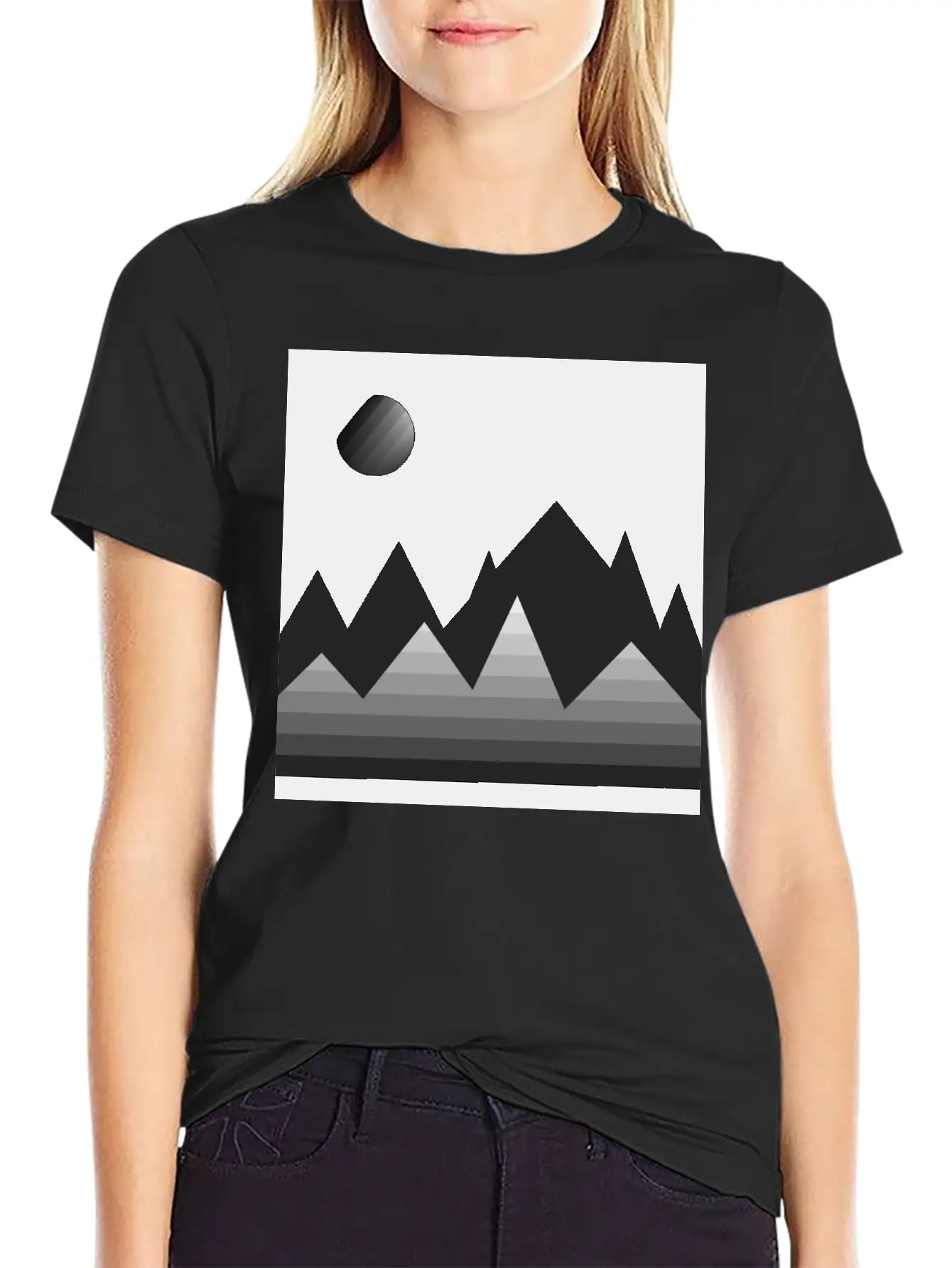 Modern Art, Mountains, Abstract Art, Geometrical Stylish Everyday T-Shirt – Unisex Basic Cotton Tee