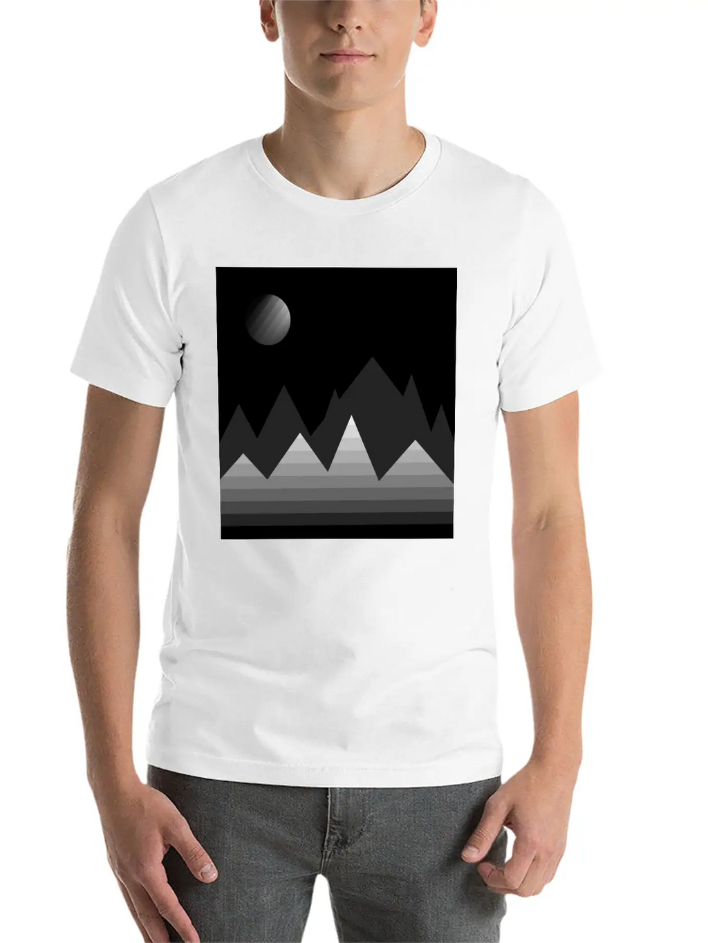 Modern Art, Mountains, Abstract Art, Geometrical Stylish Everyday T-Shirt – Unisex Basic Cotton Tee