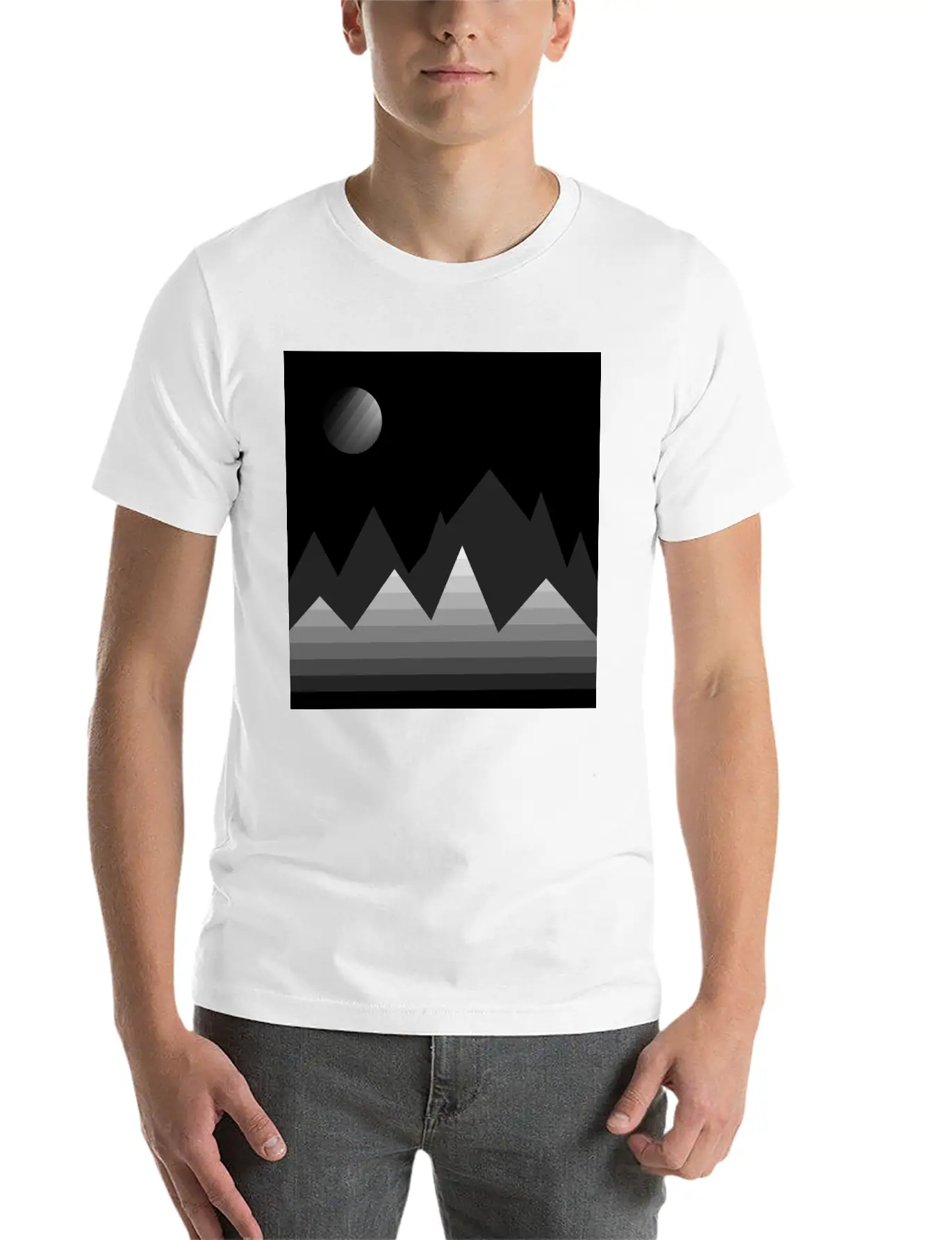 Modern Art, Mountains, Abstract Art, Geometrical Stylish Everyday T-Shirt – Unisex Basic Cotton Tee