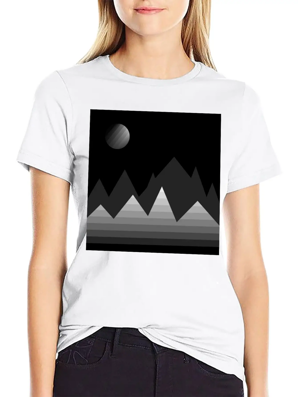 Modern Art, Mountains, Abstract Art, Geometrical Stylish Everyday T-Shirt – Unisex Basic Cotton Tee