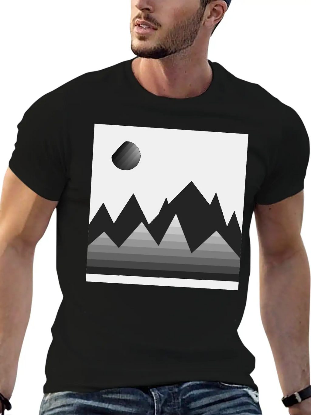 Modern Art, Mountains, Abstract Art, Geometrical Stylish Everyday T-Shirt – Unisex Basic Cotton Tee