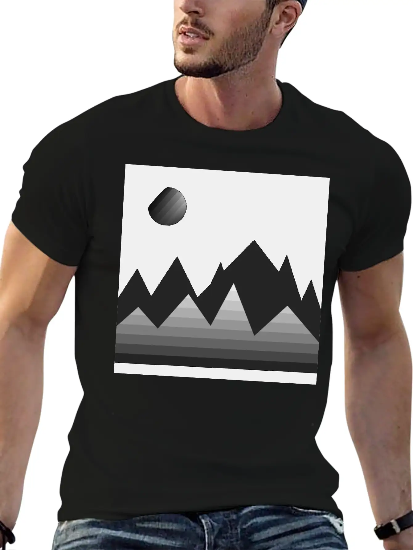 Modern Art, Mountains, Abstract Art, Geometrical Stylish Everyday T-Shirt – Unisex Basic Cotton Tee