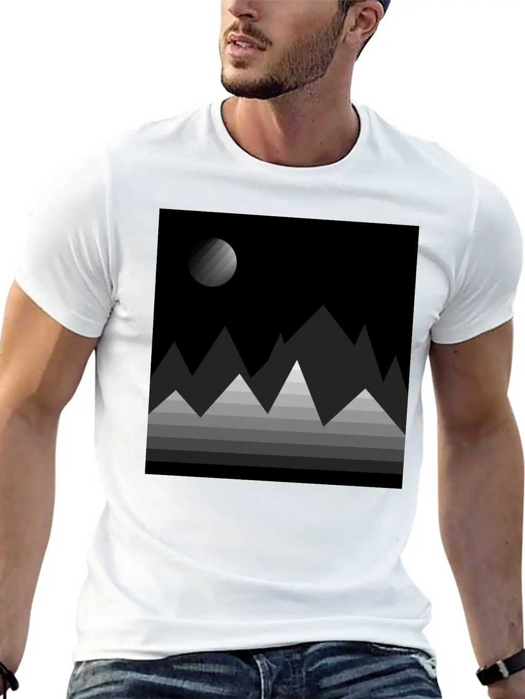 Modern Art, Mountains, Abstract Art, Geometrical Stylish Everyday T-Shirt – Unisex Basic Cotton Tee