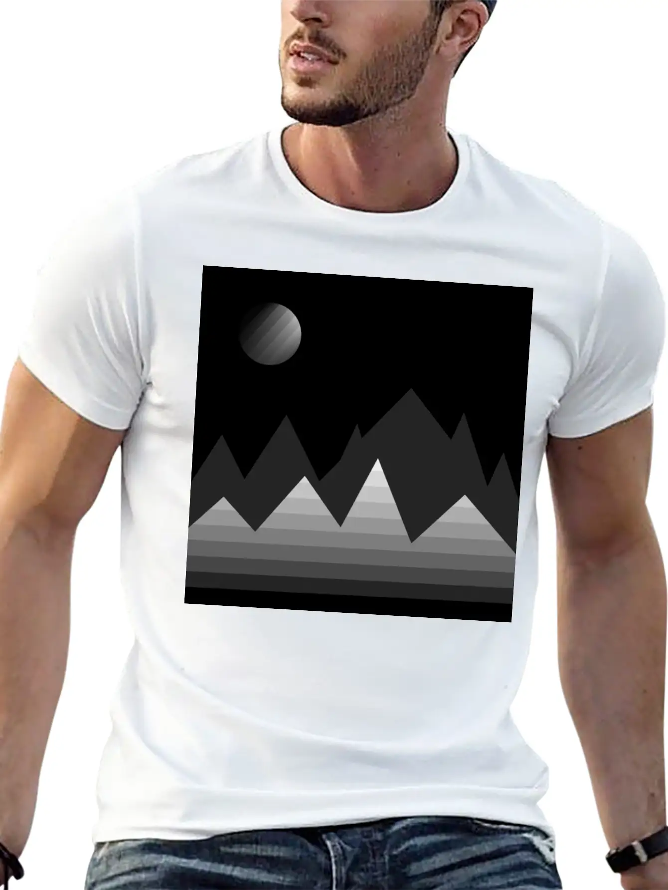 Modern Art, Mountains, Abstract Art, Geometrical Stylish Everyday T-Shirt – Unisex Basic Cotton Tee