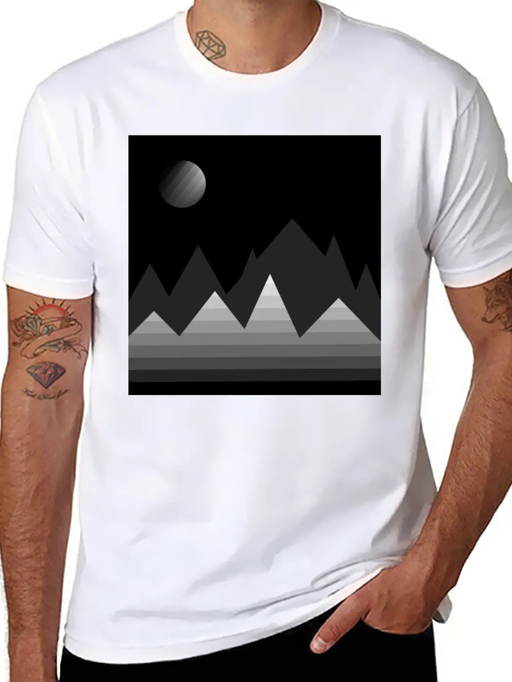 Modern Art, Mountains, Abstract Art, Geometrical Stylish Everyday T-Shirt – Unisex Basic Cotton Tee