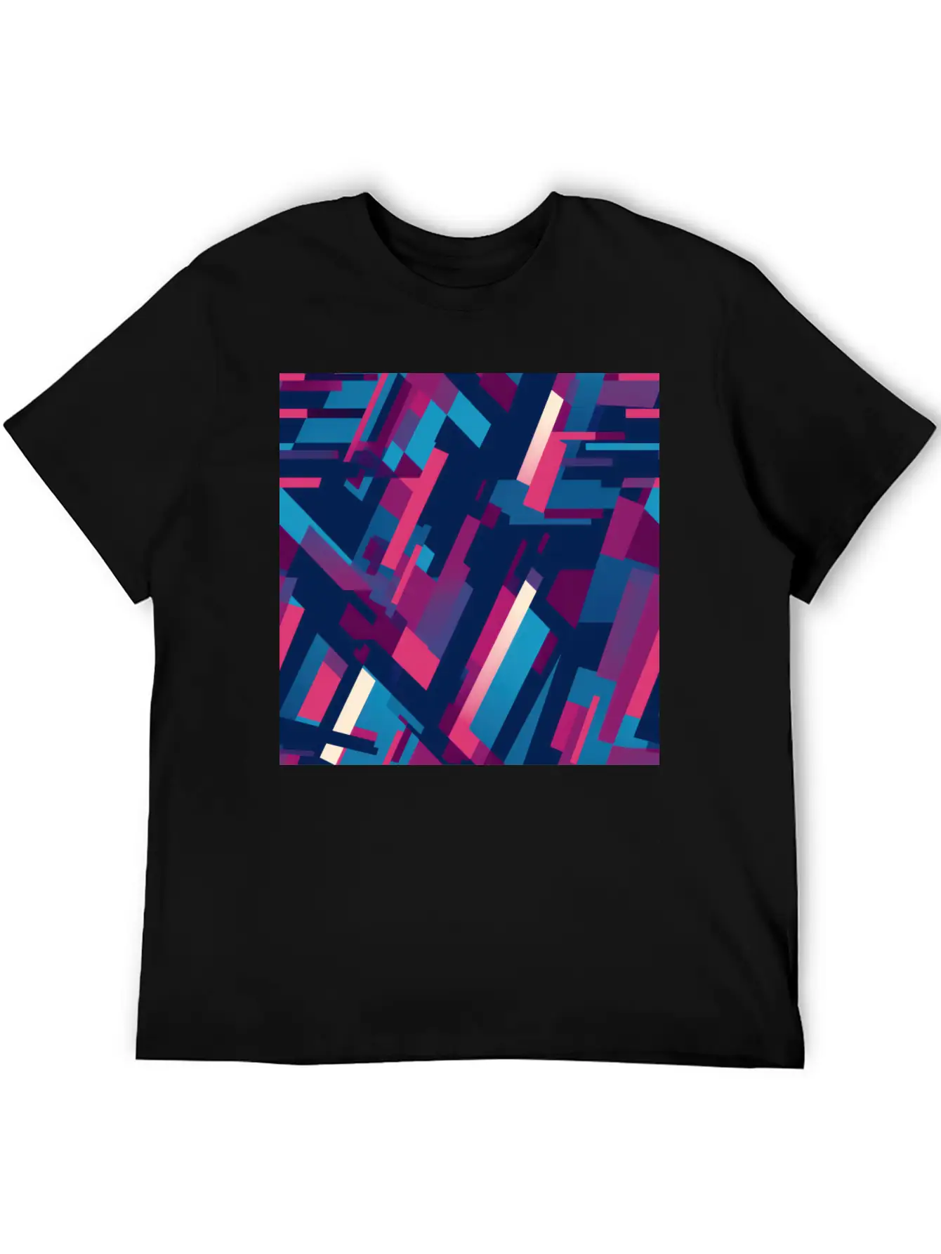 Modern Geometric Dance In Pink, Blue, And Violet Unisex Casual T-Shirt – Clean Design For Daily Comfort