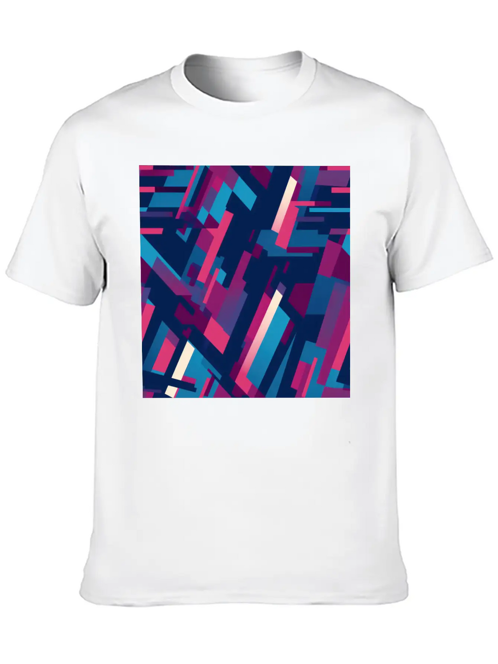Modern Geometric Dance In Pink, Blue, And Violet Unisex Casual T-Shirt – Clean Design For Daily Comfort