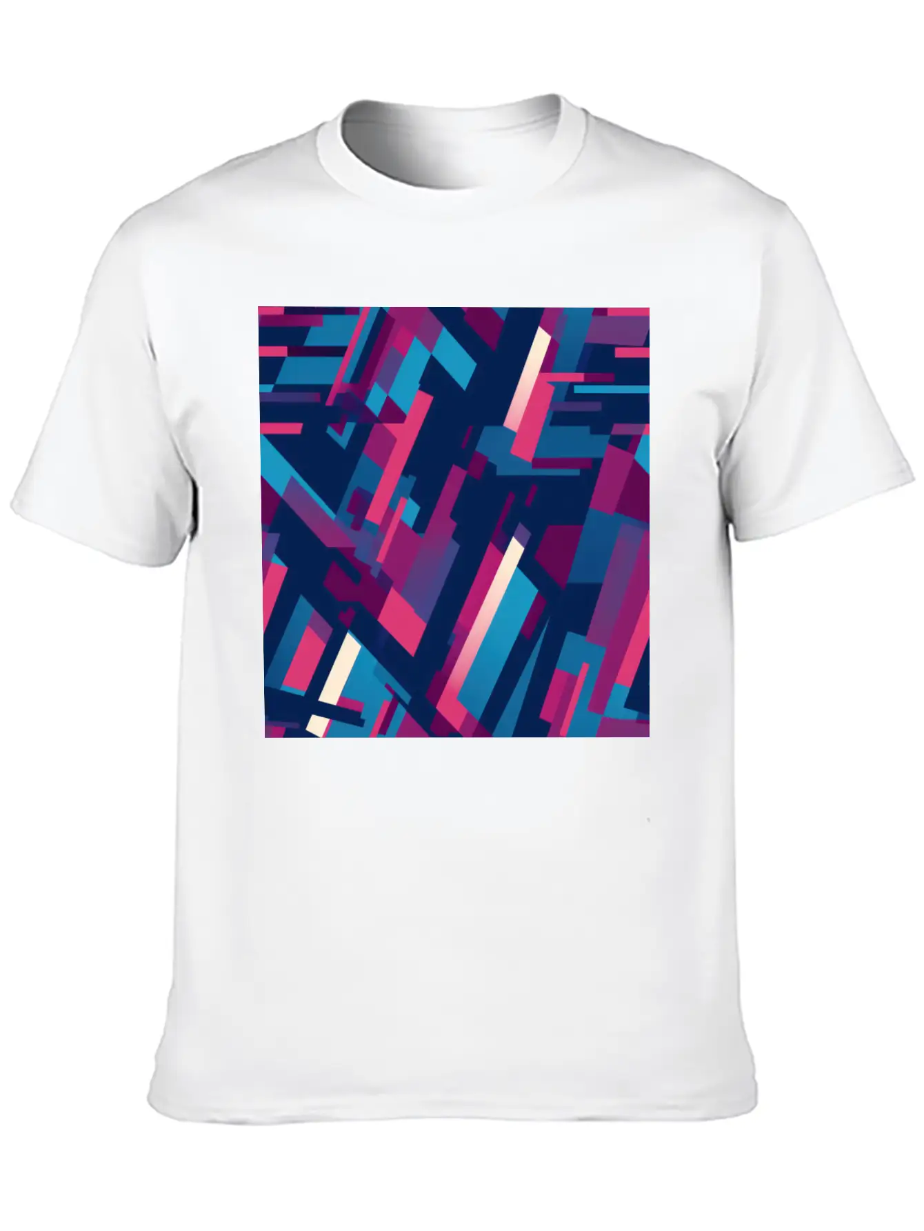 Modern Geometric Dance In Pink, Blue, And Violet Unisex Casual T-Shirt – Clean Design For Daily Comfort