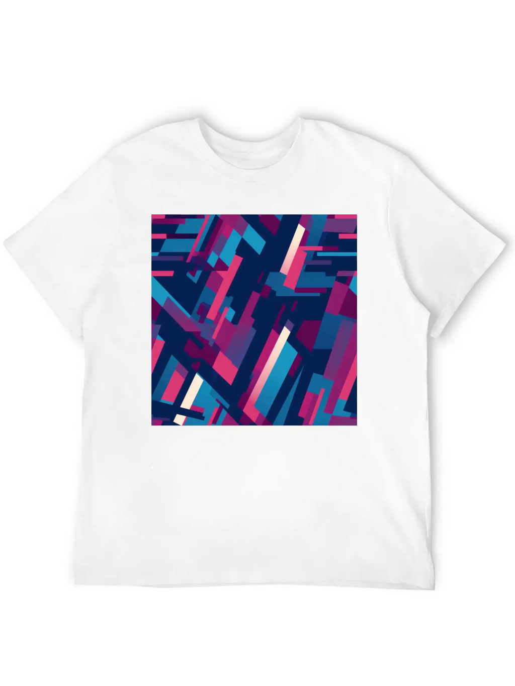 Modern Geometric Dance In Pink, Blue, And Violet Unisex Casual T-Shirt – Clean Design For Daily Comfort