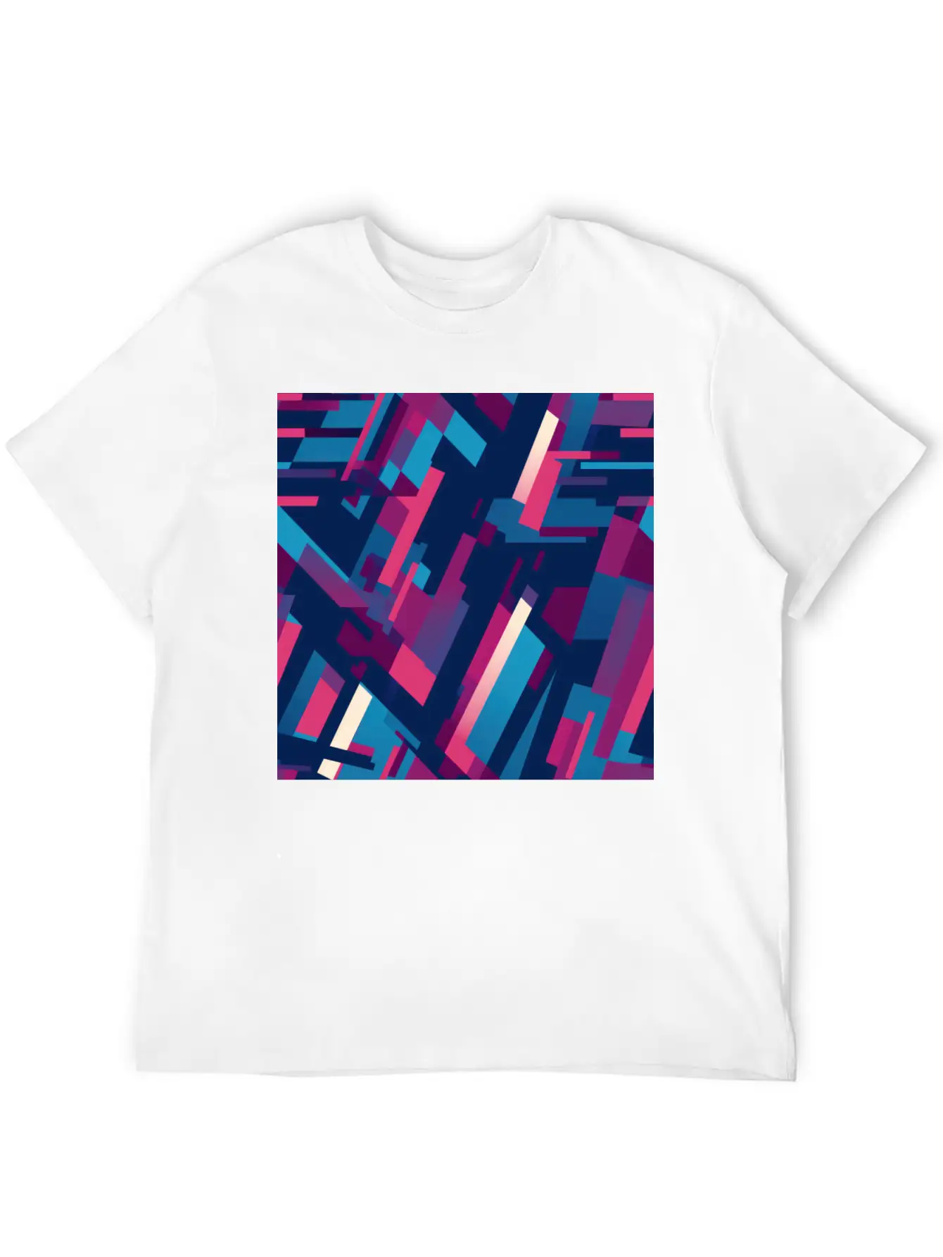 Modern Geometric Dance In Pink, Blue, And Violet Unisex Casual T-Shirt – Clean Design For Daily Comfort