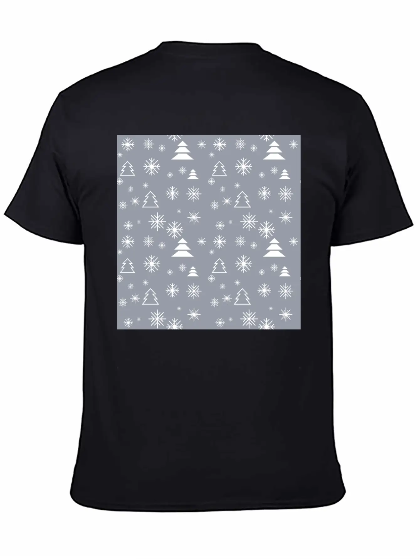 Modern Minimal Christmas Trees Pattern Snowflakes Classic Fit Graphic Tee For Daily Comfort – Unisex Cotton Shirt