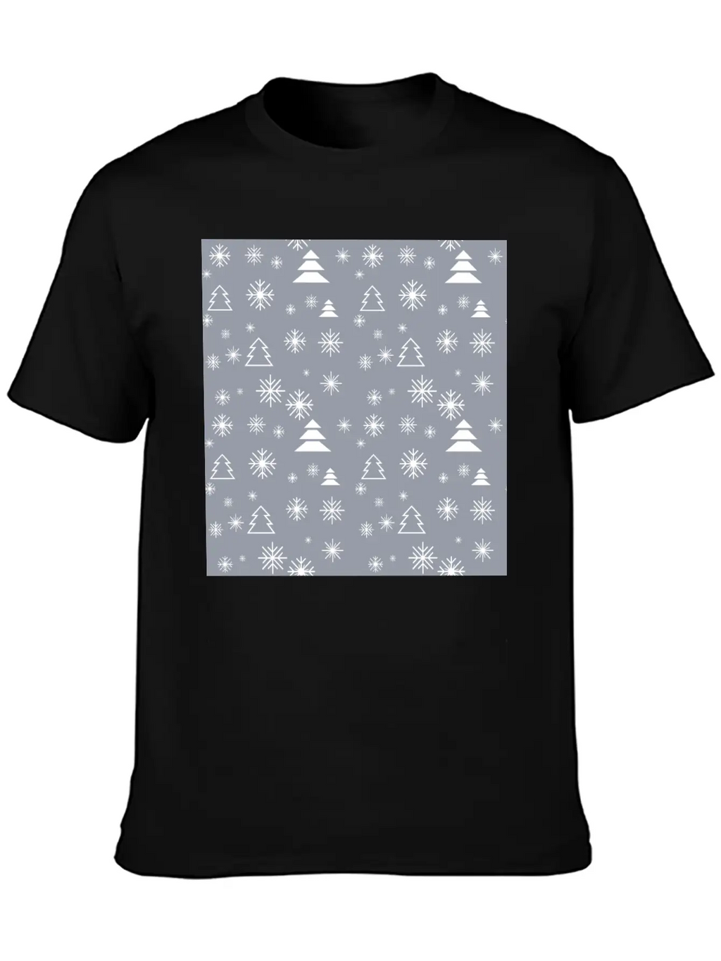 Modern Minimal Christmas Trees Pattern Snowflakes Classic Fit Graphic Tee For Daily Comfort – Unisex Cotton Shirt