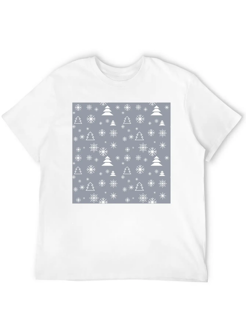 Modern Minimal Christmas Trees Pattern Snowflakes Classic Fit Graphic Tee For Daily Comfort – Unisex Cotton Shirt