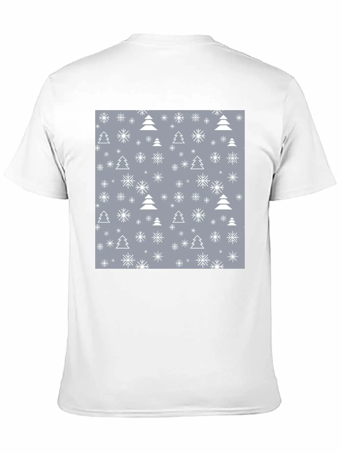 Modern Minimal Christmas Trees Pattern Snowflakes Classic Fit Graphic Tee For Daily Comfort – Unisex Cotton Shirt