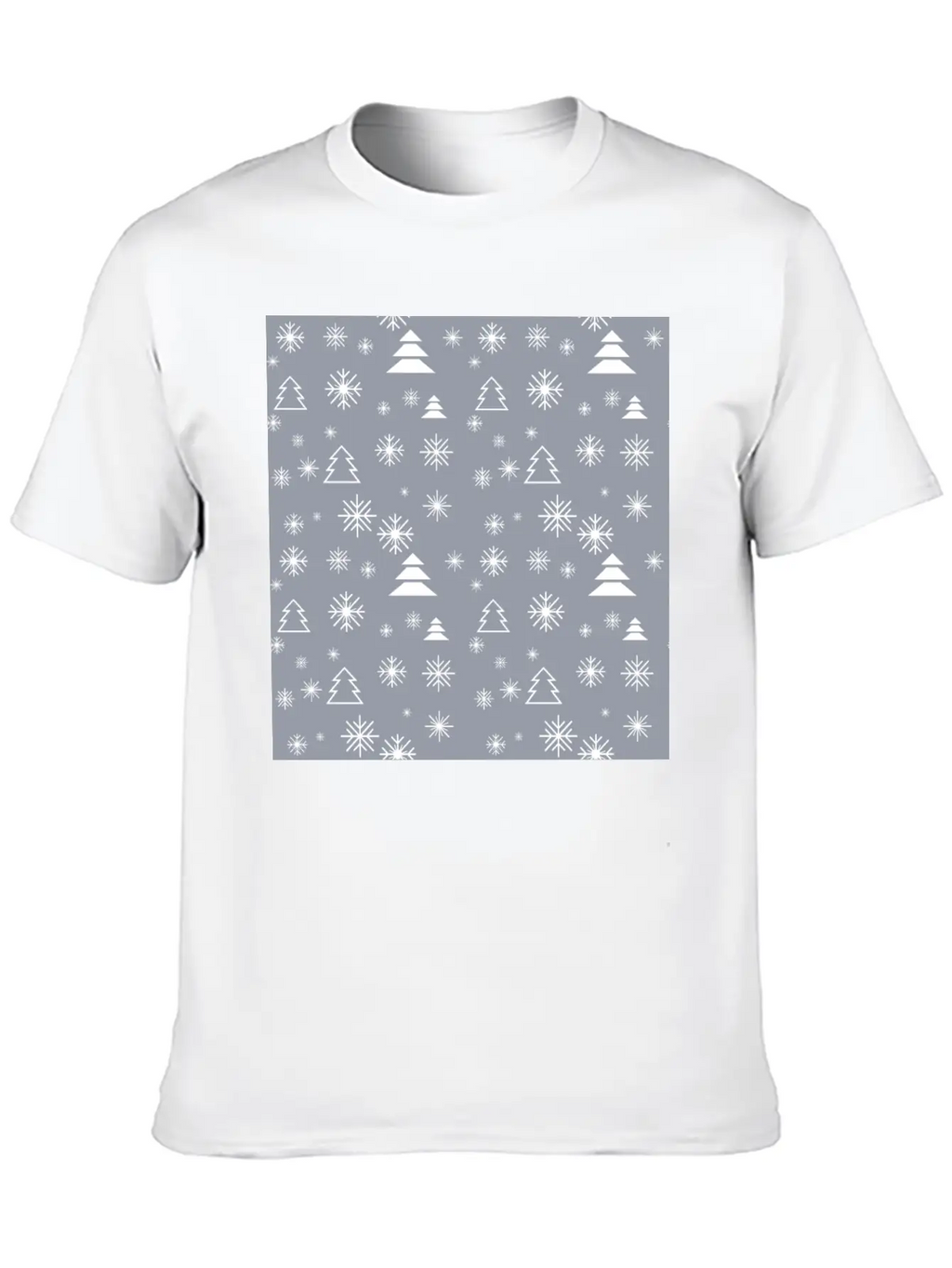 Modern Minimal Christmas Trees Pattern Snowflakes Classic Fit Graphic Tee For Daily Comfort – Unisex Cotton Shirt