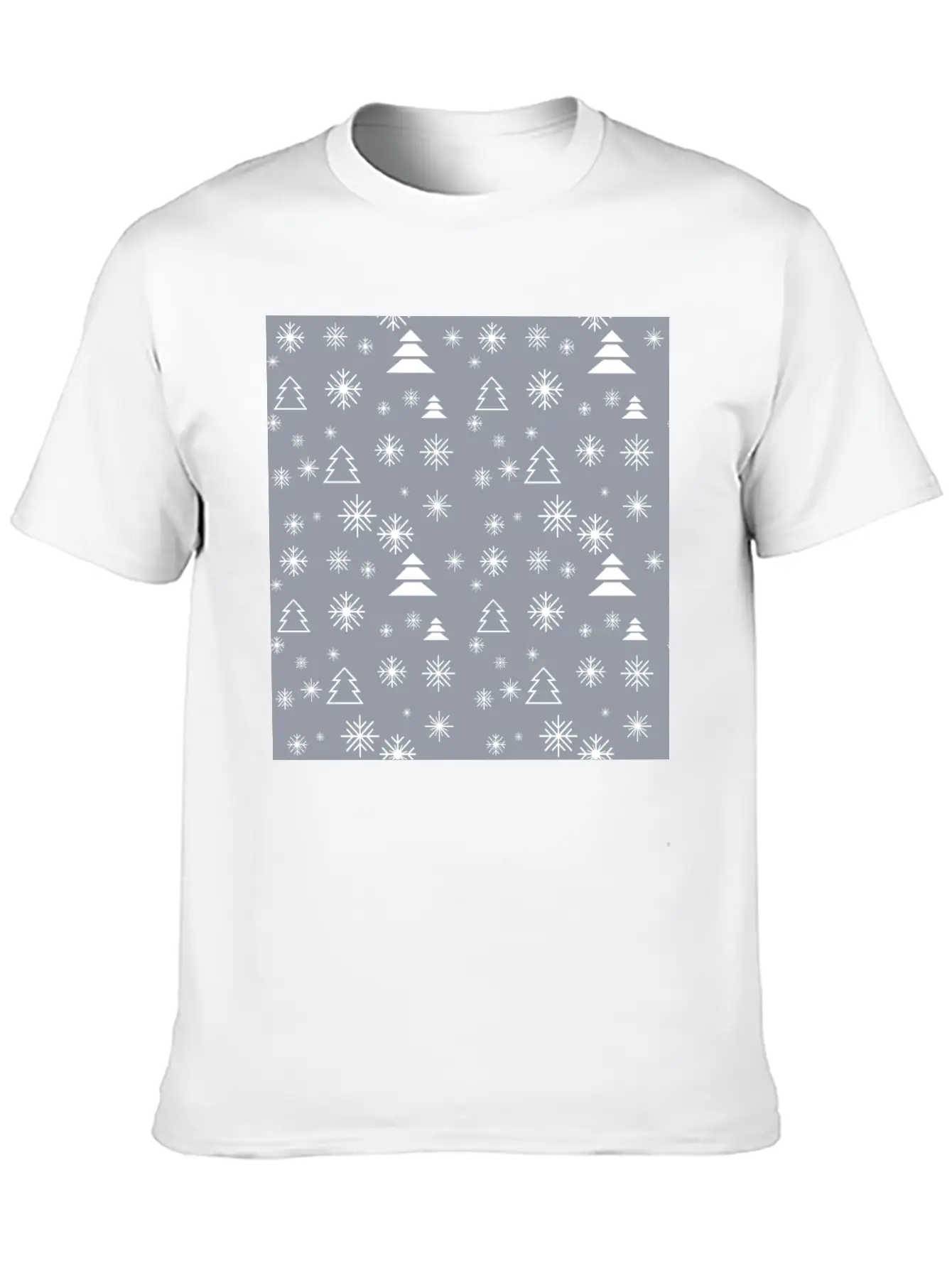 Modern Minimal Christmas Trees Pattern Snowflakes Classic Fit Graphic Tee For Daily Comfort – Unisex Cotton Shirt