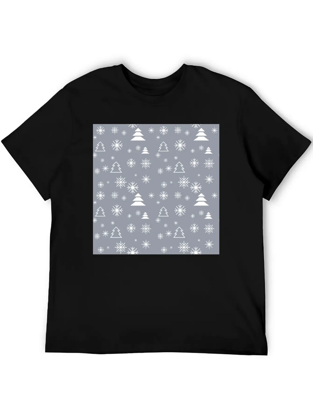 Modern Minimal Christmas Trees Pattern Snowflakes Classic Fit Graphic Tee For Daily Comfort – Unisex Cotton Shirt