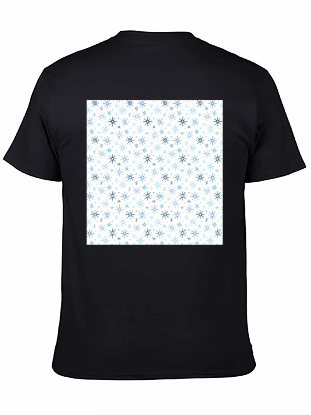 Modern Snowflakes Pattern White Blue Unisex Casual T-Shirt – Clean Design For Daily Comfort