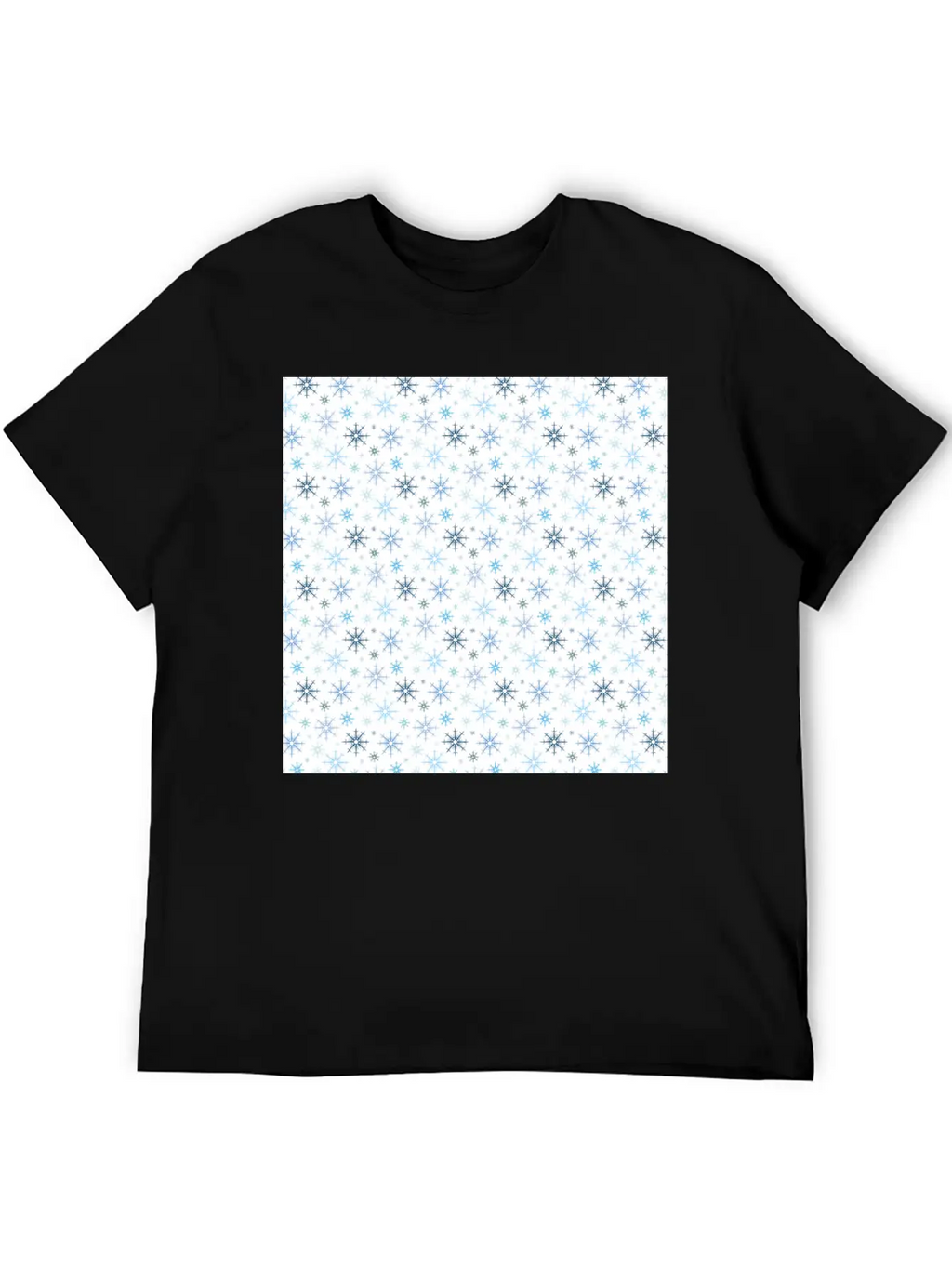 Modern Snowflakes Pattern White Blue Unisex Casual T-Shirt – Clean Design For Daily Comfort