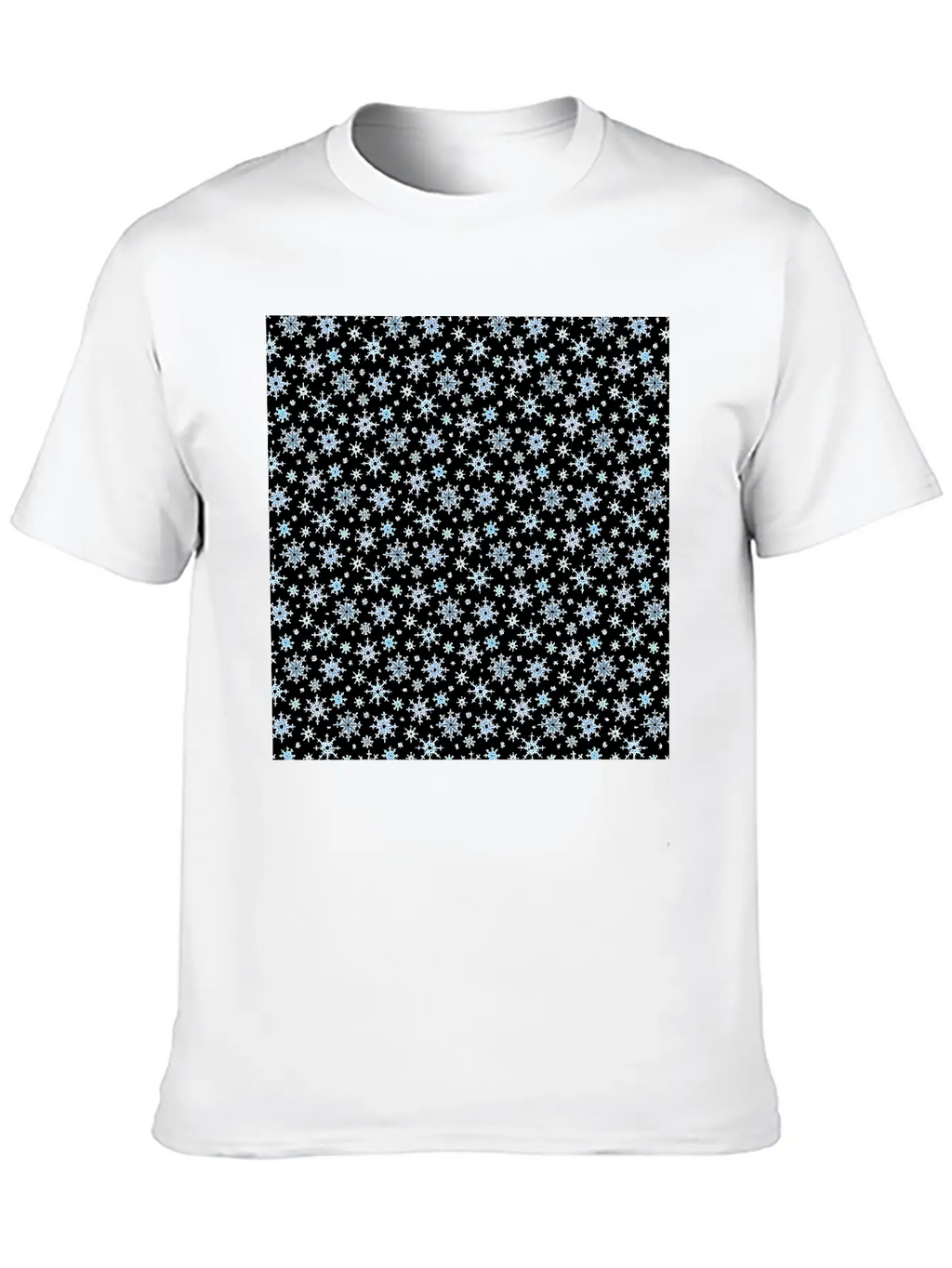 Modern Snowflakes Pattern White Blue Unisex Casual T-Shirt – Clean Design For Daily Comfort