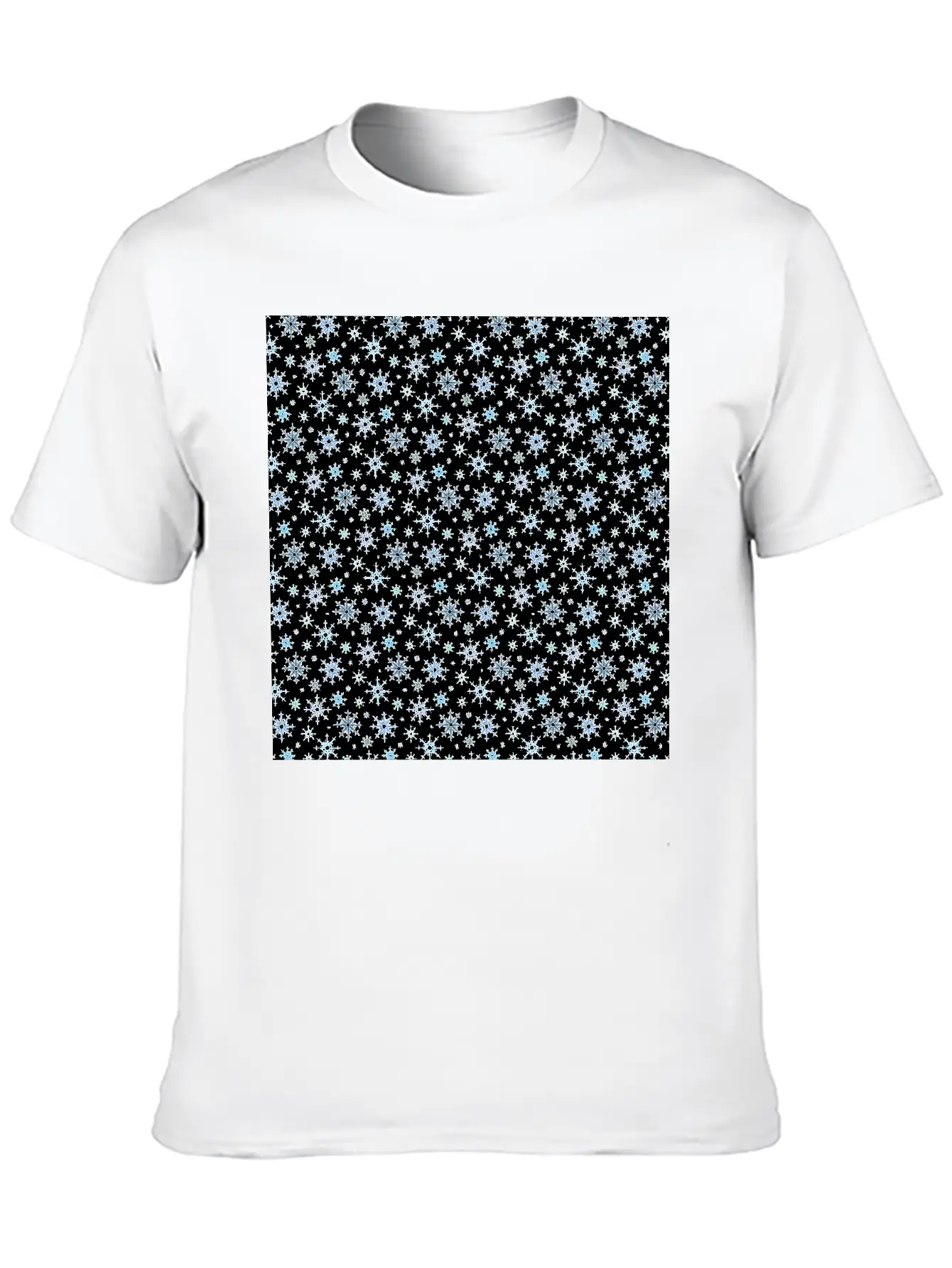 Modern Snowflakes Pattern White Blue Unisex Casual T-Shirt – Clean Design For Daily Comfort