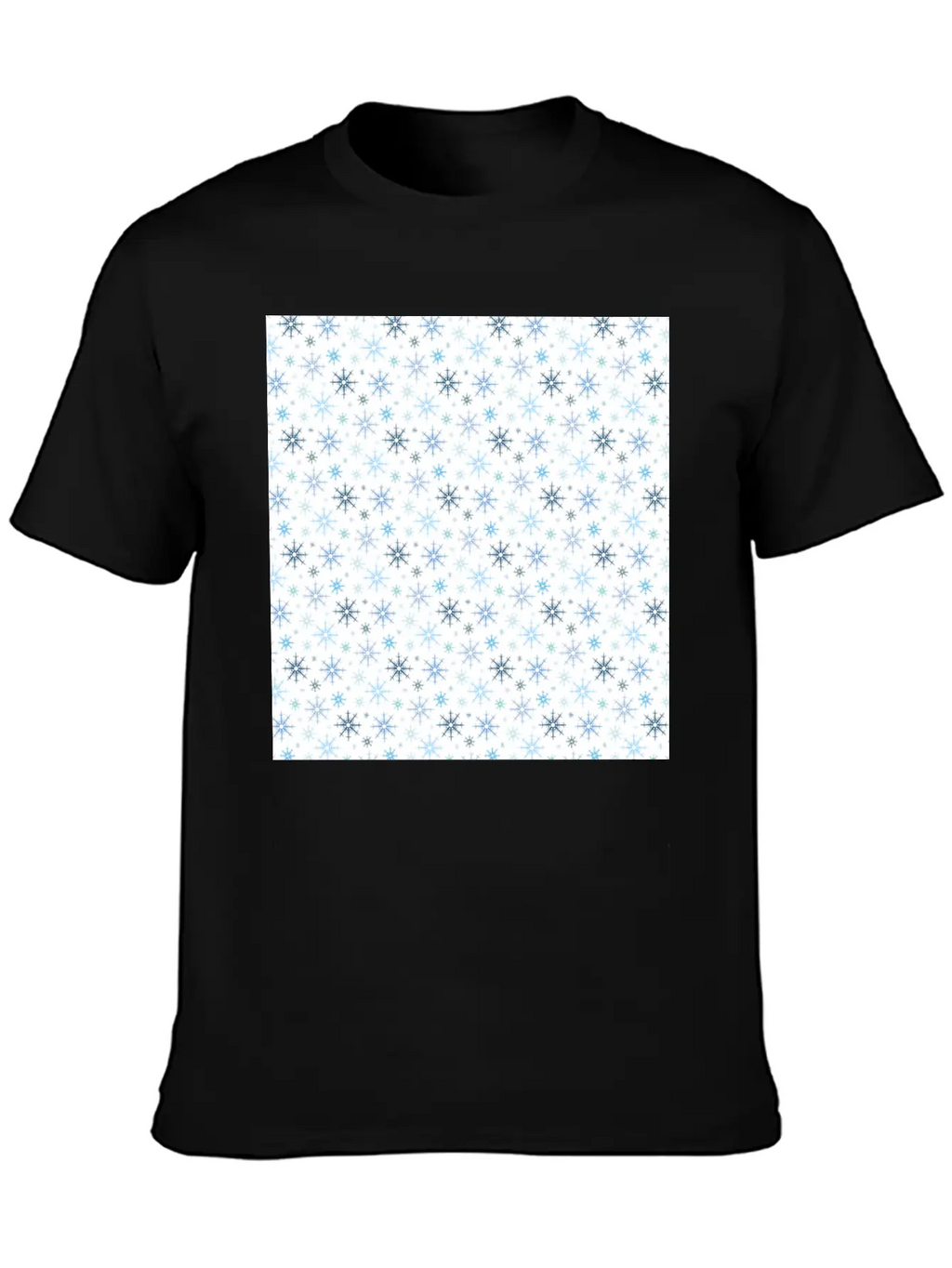 Modern Snowflakes Pattern White Blue Unisex Casual T-Shirt – Clean Design For Daily Comfort