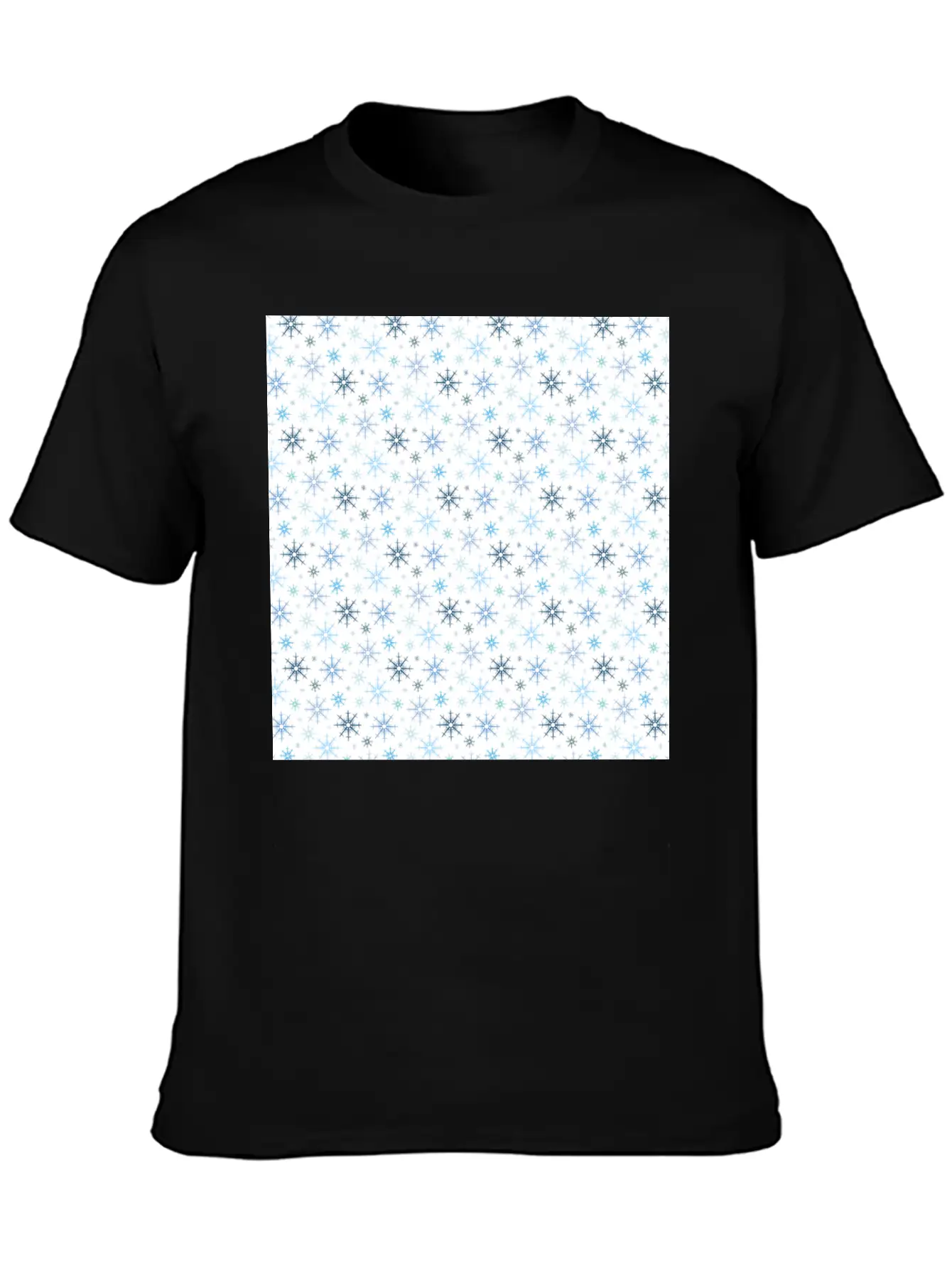 Modern Snowflakes Pattern White Blue Unisex Casual T-Shirt – Clean Design For Daily Comfort